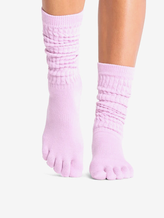 ToeSox Full Toe Slouch Grip Socks - Moonlit Lilac