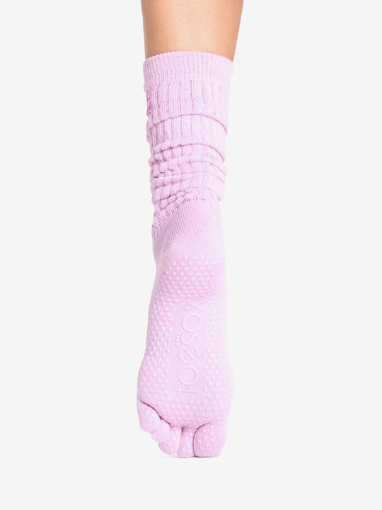 ToeSox Full Toe Slouch Grip Socks - Moonlit Lilac