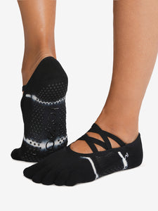 ToeSox Grip Full Toe Elle -  Black Tie Dye Stripe