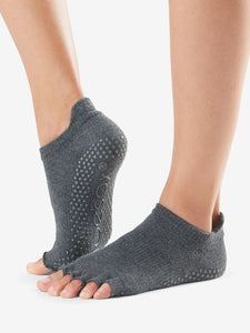 ToeSox Grip Half Toe Low Rise - Charcoal Grey