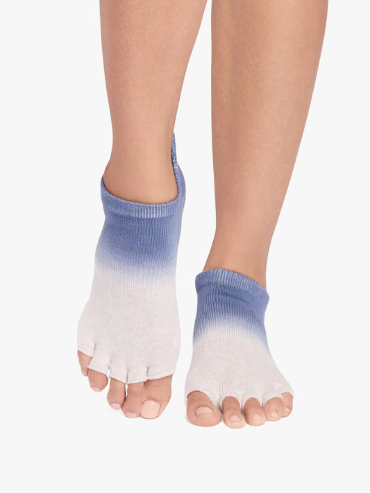 ToeSox Half Toe Low Rise Grip Socks - Soft Blue Ombre