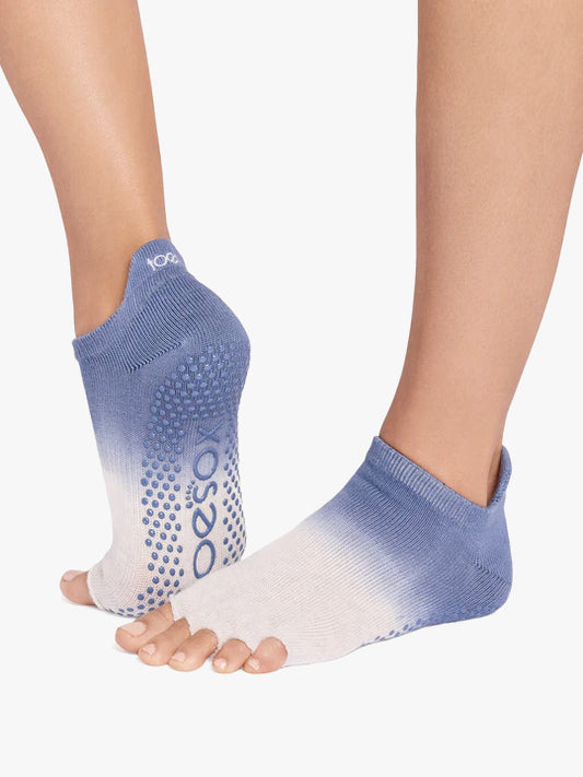 ToeSox Half Toe Low Rise Grip Socks - Soft Blue Ombre