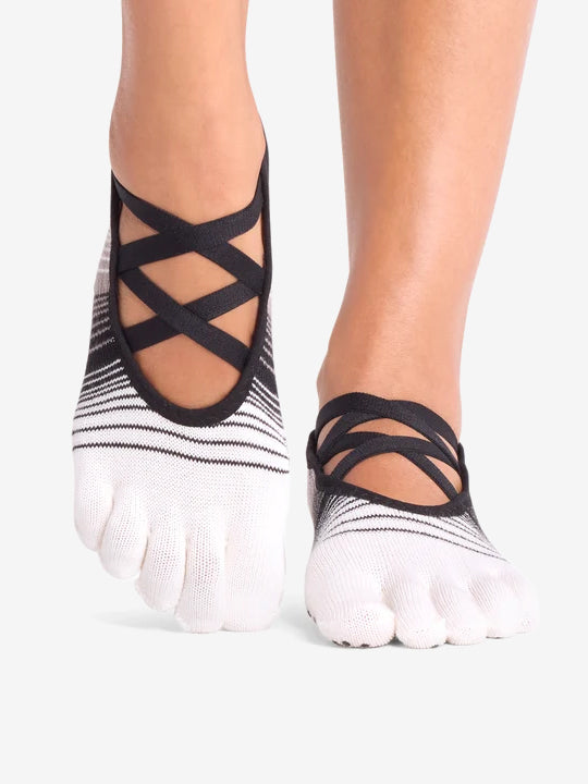 ToeSox Full Toe Elle Grip Socks - Coconut Stripe