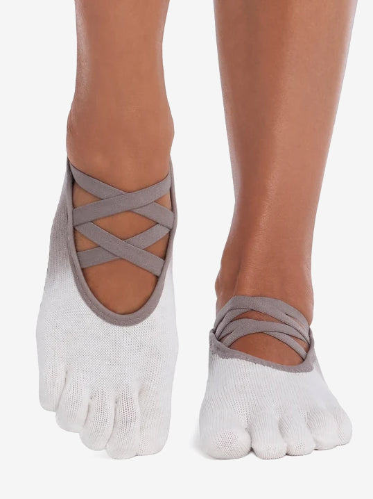 ToeSox Full Toe Elle Grip Socks - Pebble Ombre