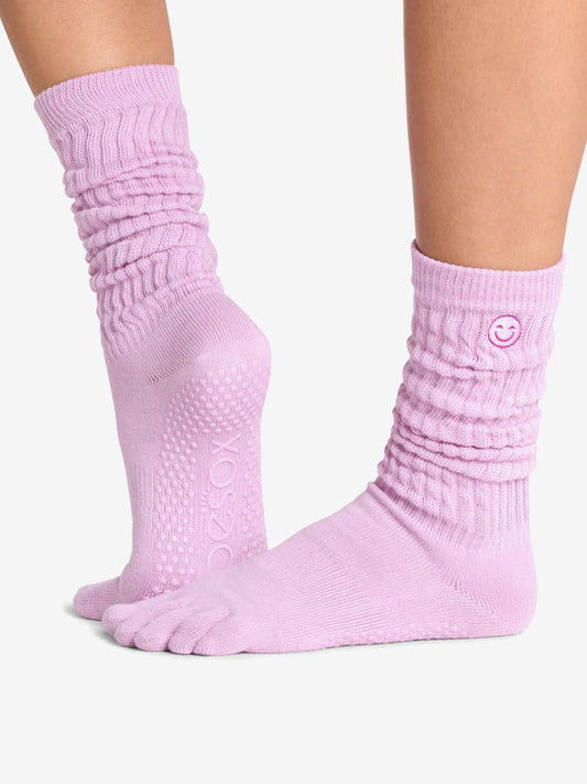 ToeSox Full Toe Slouch Grip Socks - Moonlit Lilac