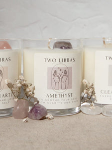 Two Libras Crystal Intention Candle - Amethyst