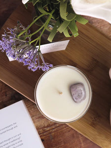 Two Libras Crystal Intention Candle - Amethyst