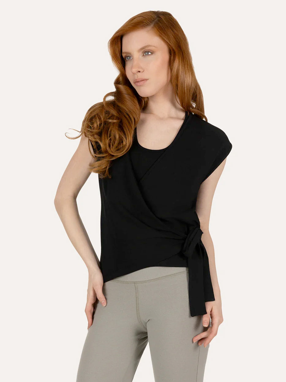 Urban Goddess Aurora Wrap Yoga Top - Onyx Black