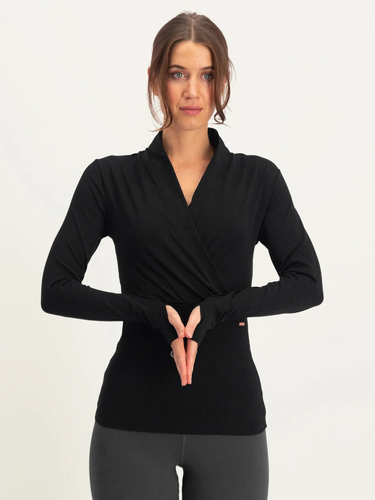 Urban Goddess Ishtar Long Sleeve Yoga Top - Onyx Black