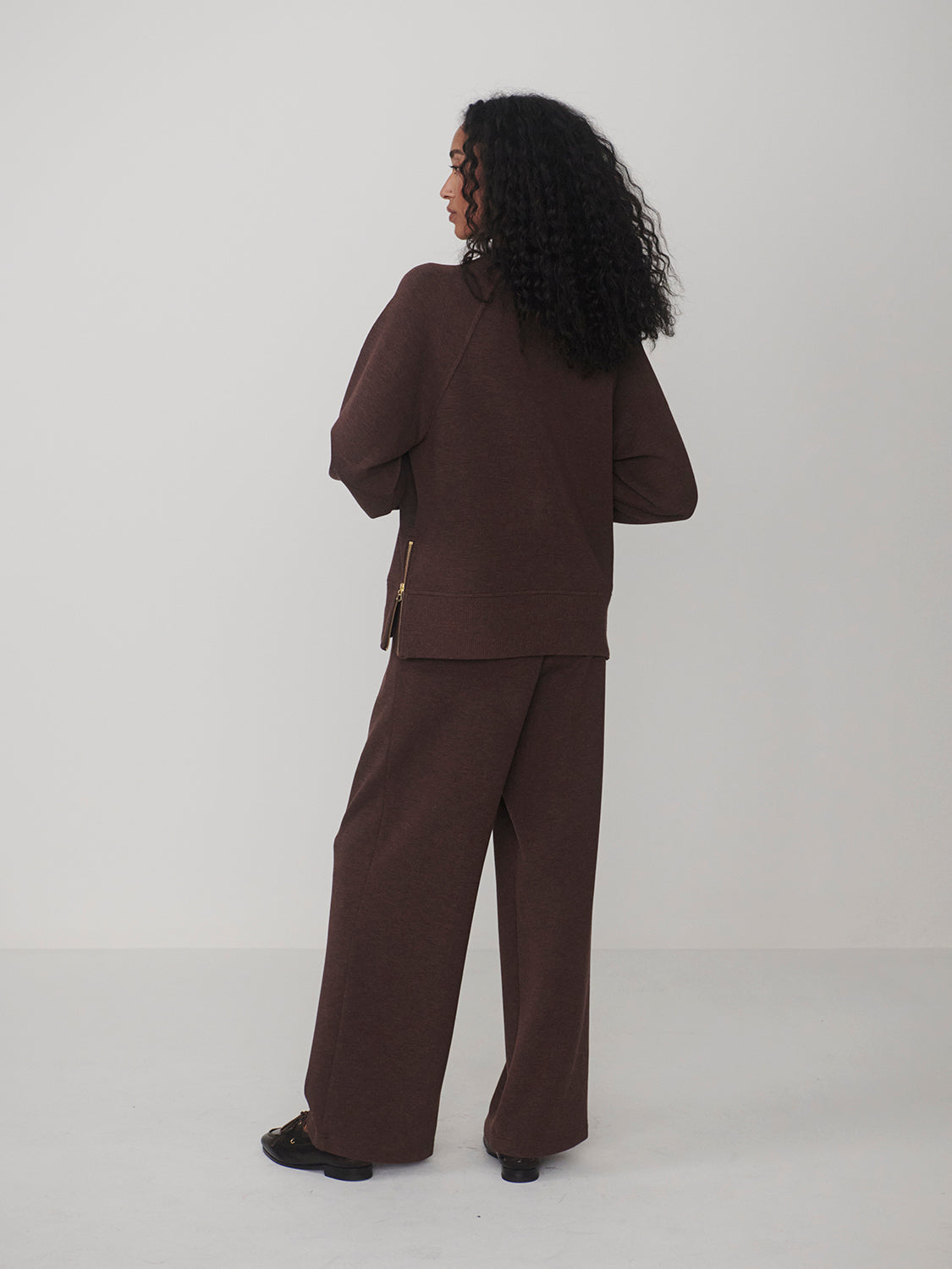 Varley The Extra Wide Leg Pant 29.5 - Coffee Bean Marl