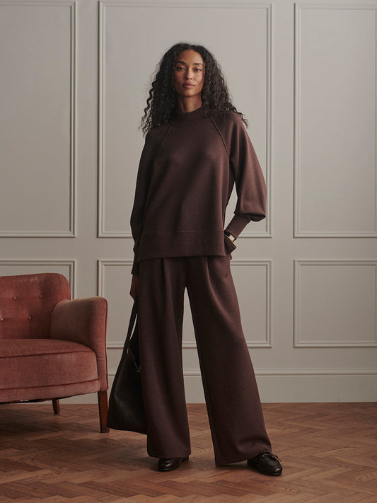 Varley The Extra Wide Leg Pant 29.5 - Coffee Bean Marl