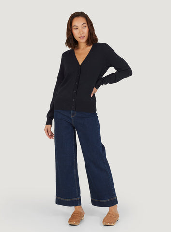 Thought Dotti Organic Cotton V-Neck Cardigan - Navy