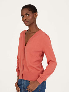 Thought Dotti Organic Cotton V-Neck Cardigan - Rock Red