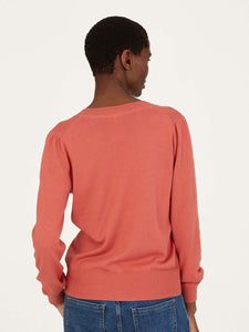 Thought Dotti Organic Cotton V-Neck Cardigan - Rock Red