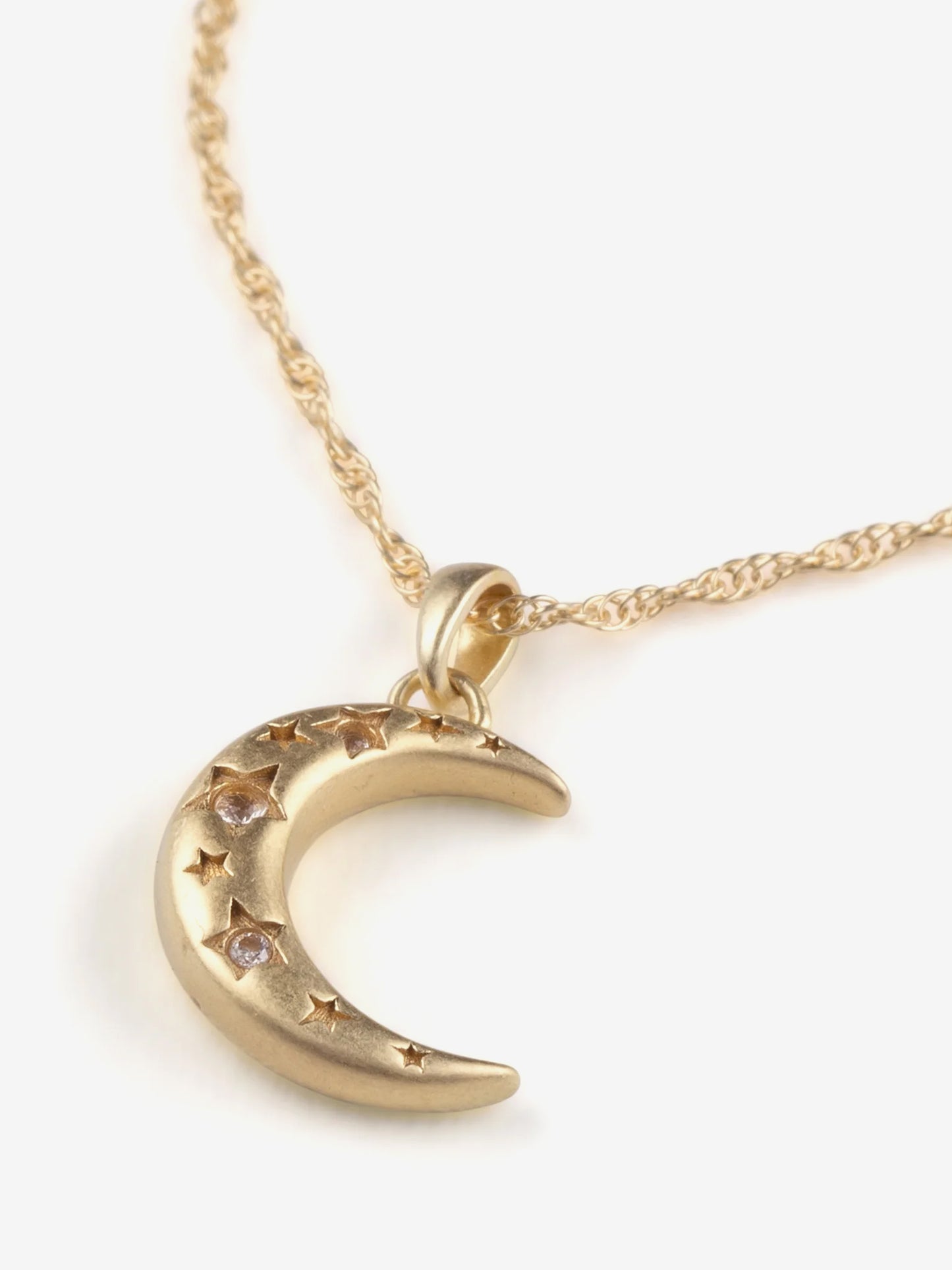 Wanderlust Life Gold Chain Necklace - White Topaz Carina Crescent