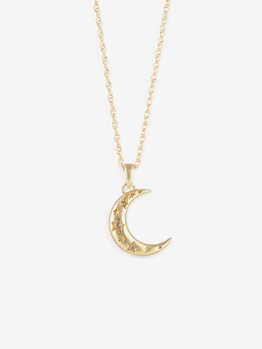 Wanderlust Life Gold Chain Necklace - White Topaz Carina Crescent