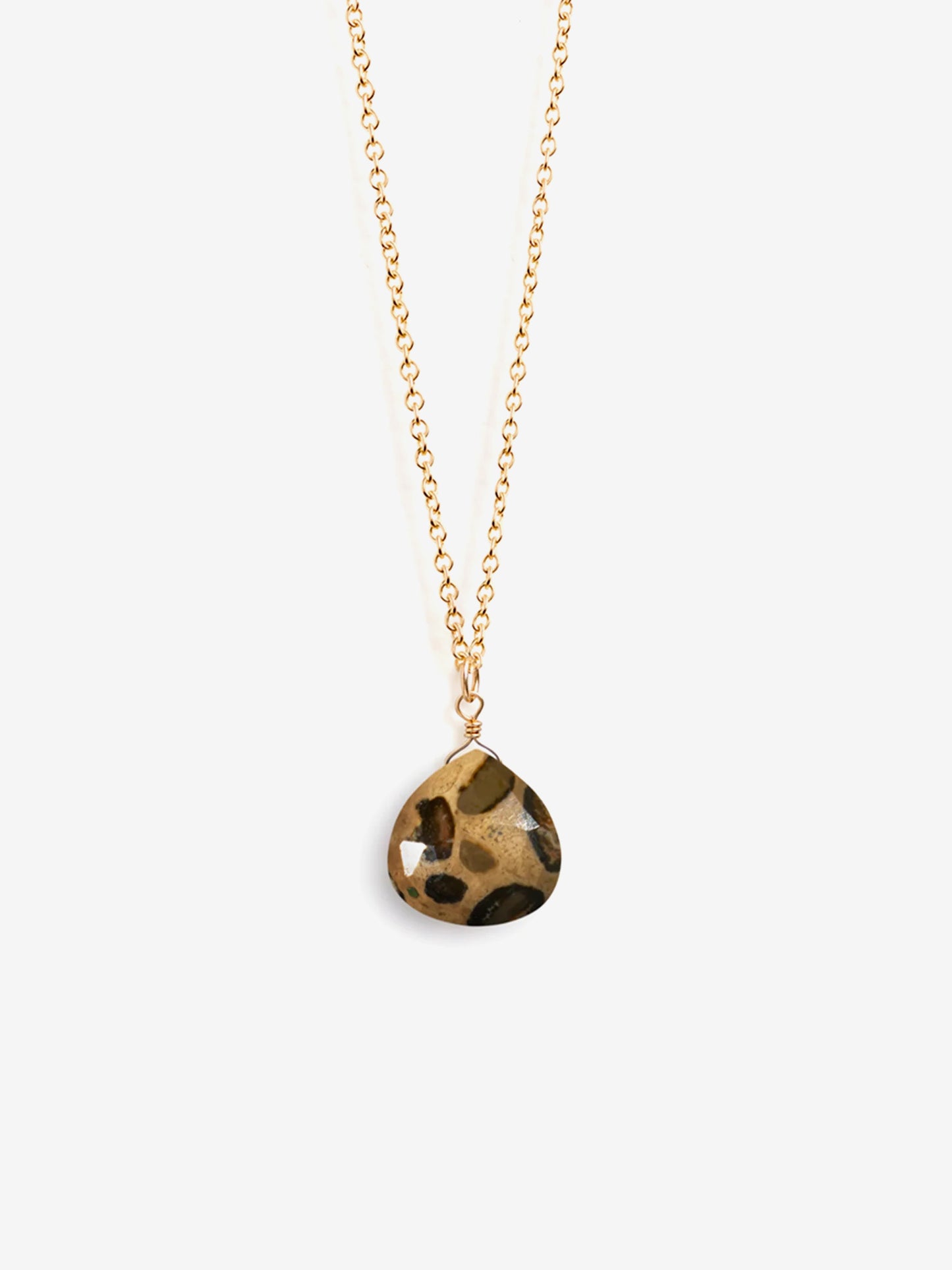 Wanderlust Life Gold Chain Pendant Necklace - Leopard Jasper
