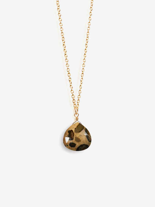 Wanderlust Life Gold Chain Pendant Necklace - Leopard Jasper