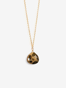 Wanderlust Life Gold Chain Pendant Necklace - Leopard Jasper