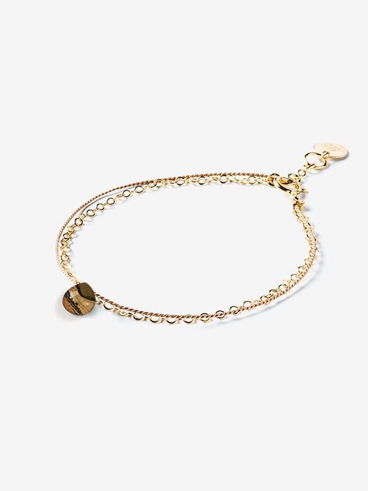 Wanderlust Life Gold & Silk Bracelet - Leopard Jasper