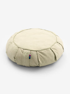 Ekotex Yoga crescent organic cotton meditation zafu cushion, Filled with  EU buckwheat in the UK, Washable Cover