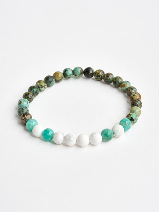 Mala Bead Bracelet - African Turquoise & Howlite