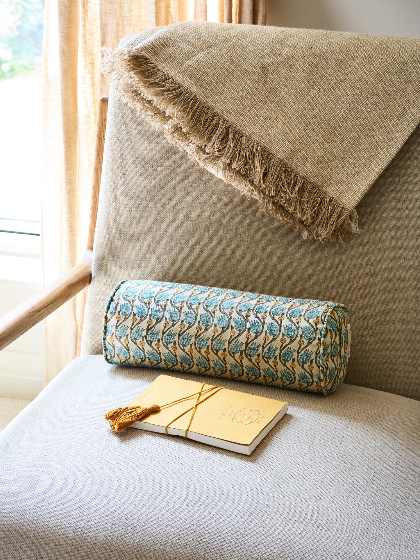 Yogamatters Block Print Mini Buckwheat Bolster - Peace Lily