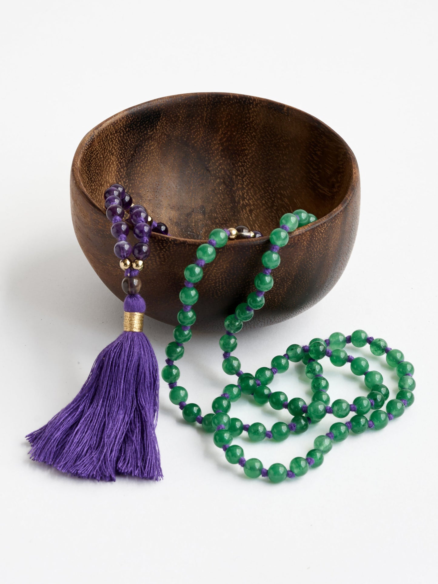Mala Bead Necklace - Amethyst & Aventurine