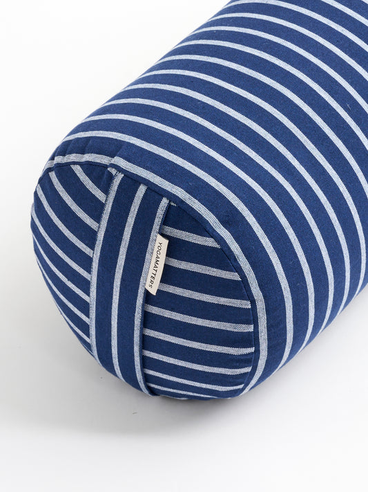 Yogamatters Round Buckwheat Bolster - Navy & White Stripe
