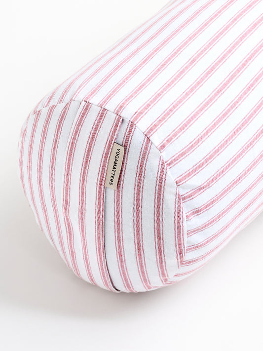 Yogamatters Round Bolster - Rose Quartz Ticking Stripe