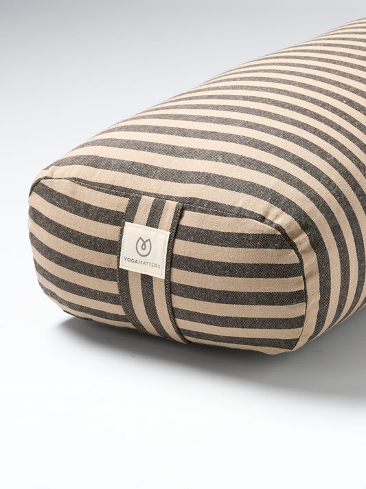 Yogamatters Rectangular Bolster - Charcoal & Taupe Stripe