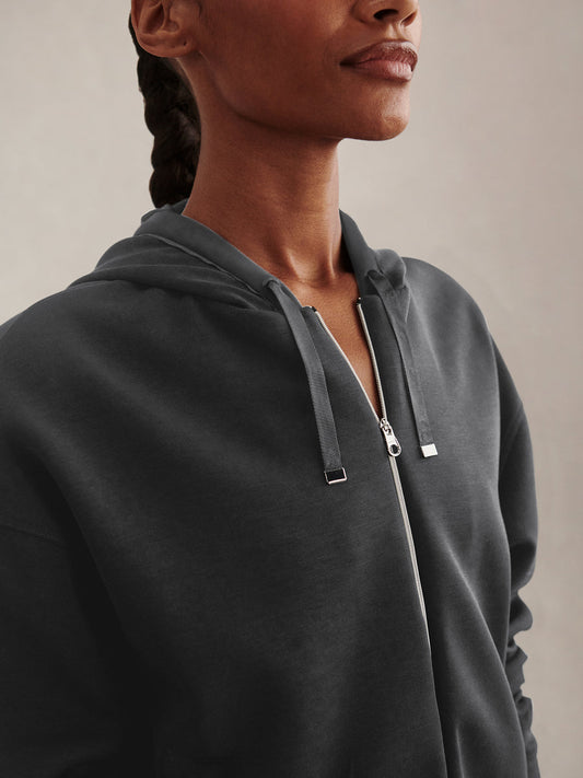 Varley Jorgie Zip Through Hoodie - Slate Black