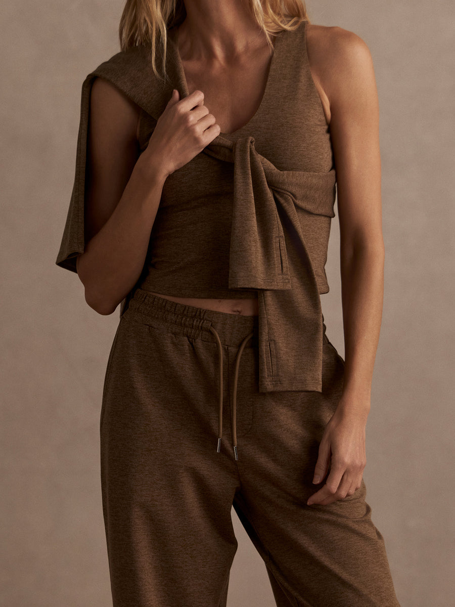 Varley Ruby Cropped Tank - Teak Olive Marl