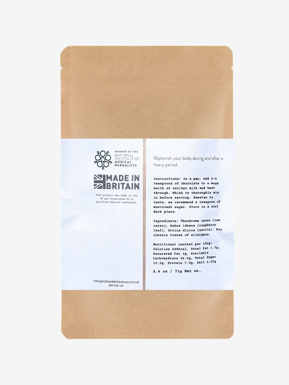 Forage Botanicals Aunt Flo's Raw Drinking Chocolate