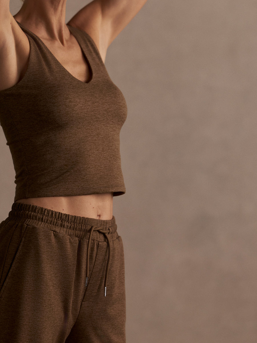 Varley Ruby Cropped Tank - Teak Olive Marl