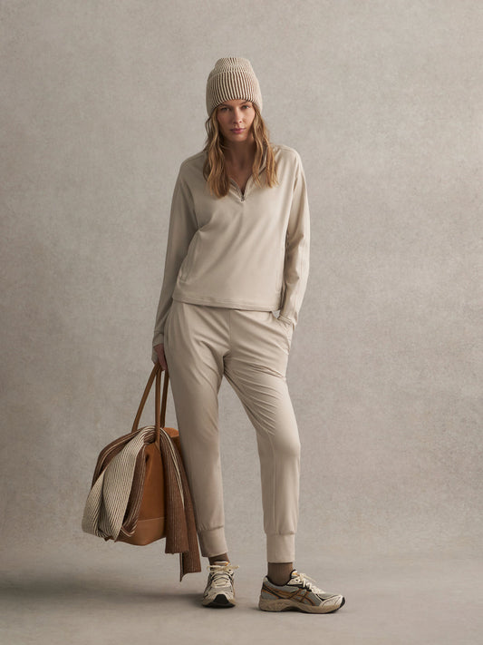 Varley Lamia Half Zip Sweat - Pebble Marl