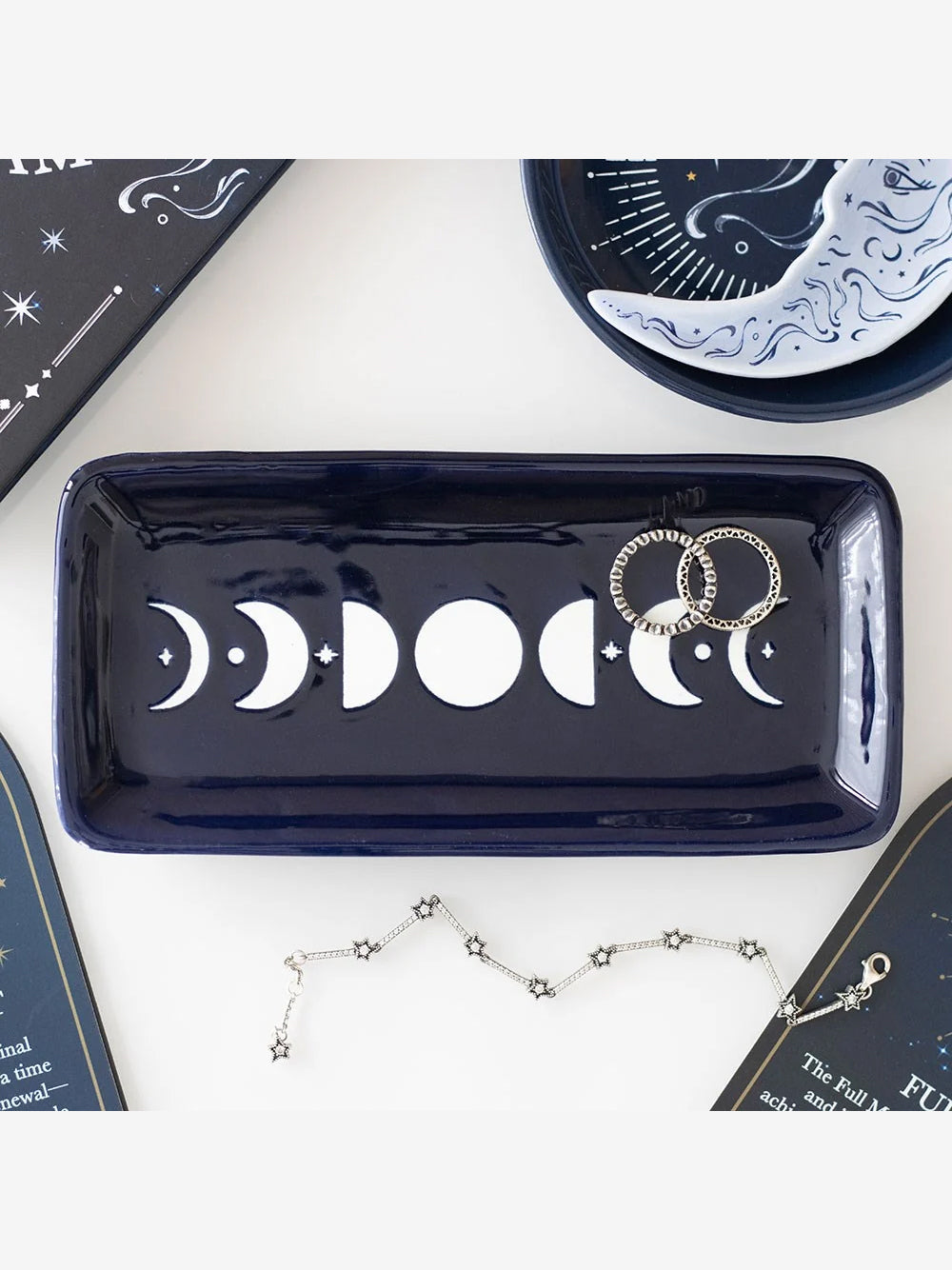 Spirit of Equinox Moon Phase Ceramic Trinket Dish - Blue Moon