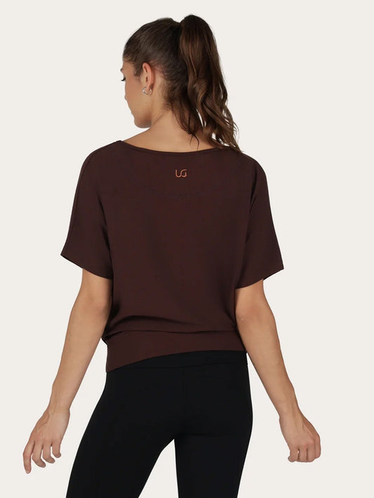 Urban Goddess Budhi Short Sleeve Yoga Top - Cacao