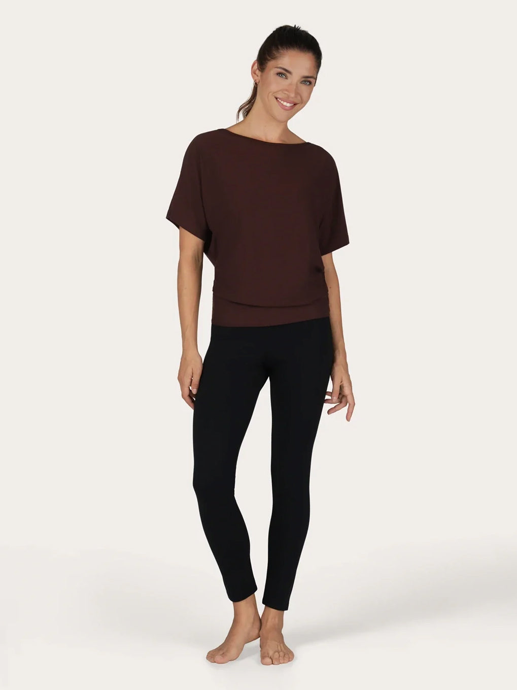 Urban Goddess Budhi Short Sleeve Yoga Top - Cacao