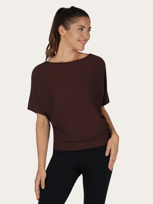 Urban Goddess Budhi Short Sleeve Yoga Top - Cacao