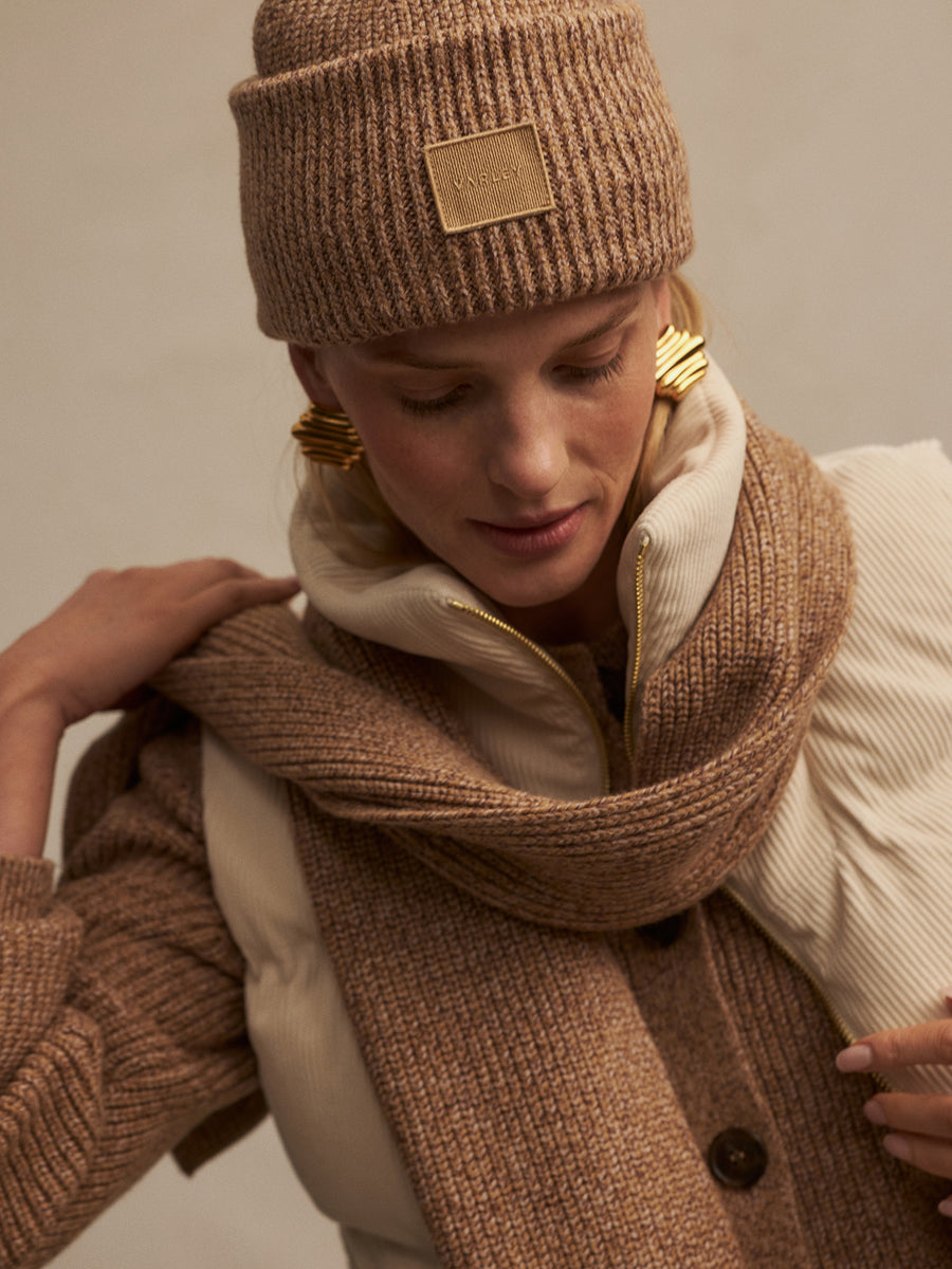 Varley Carly Knit Beanie 2.0 - Golden Bronze Fleck