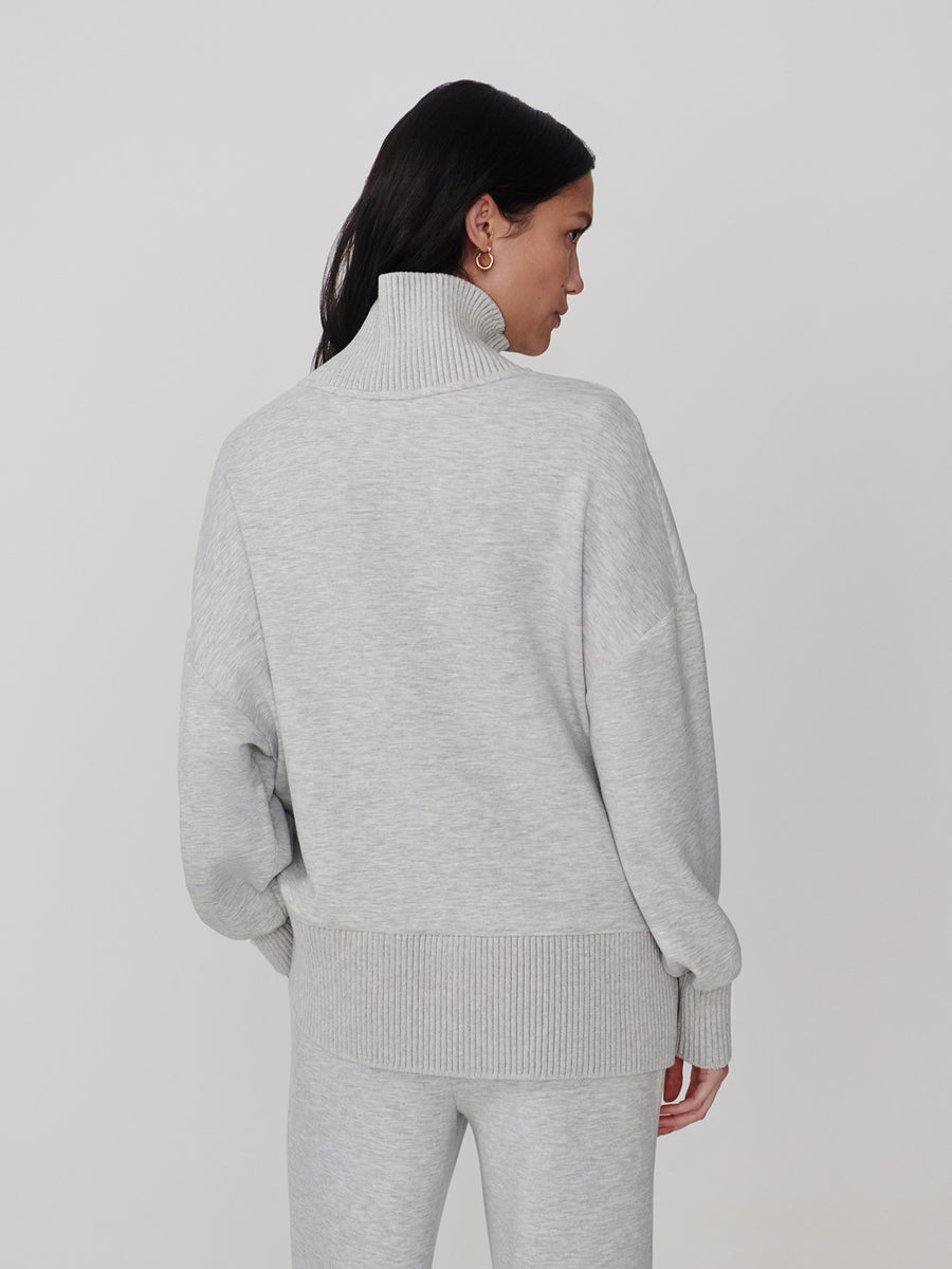 Varley Barker High Neck Sweat - Light Grey Marl