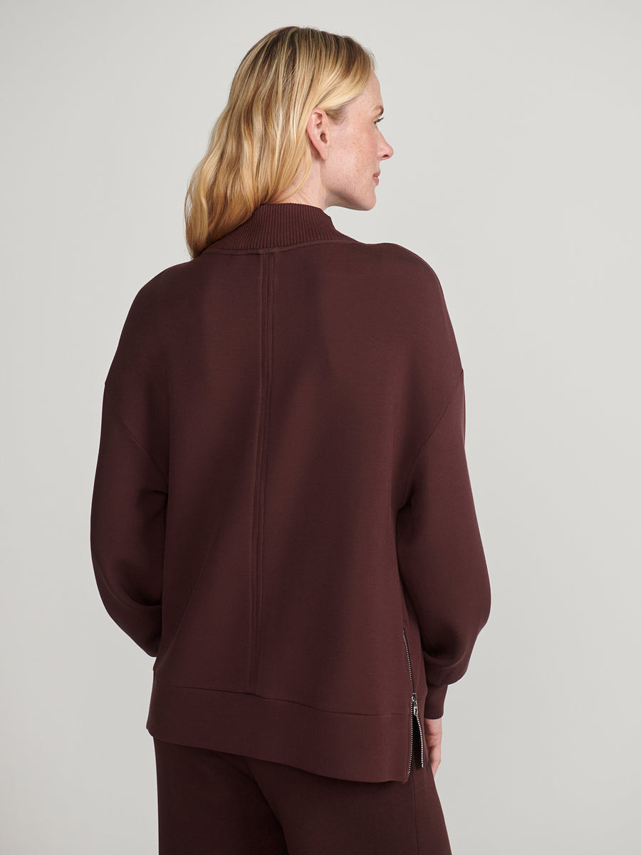 Varley Novi Longline Mock Neck Sweat - Mahogany