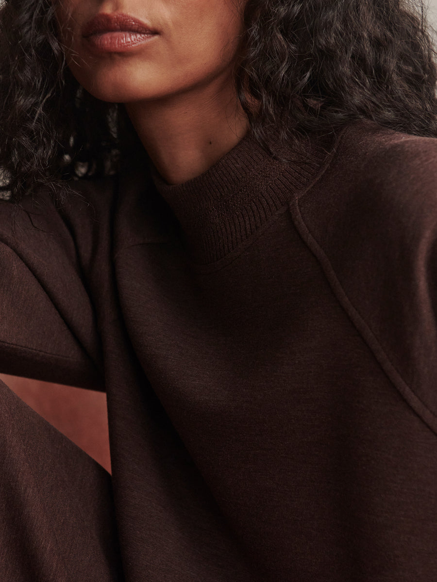 Varley Loxley Raglan Boyfriend Sweat - Coffee Bean Marl