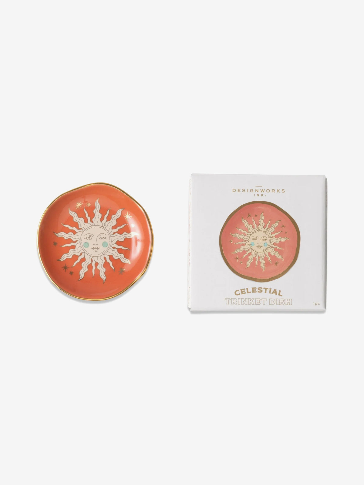 Designworks Ink Celestial Ceramic Trinket Dish - Terracotta Sun