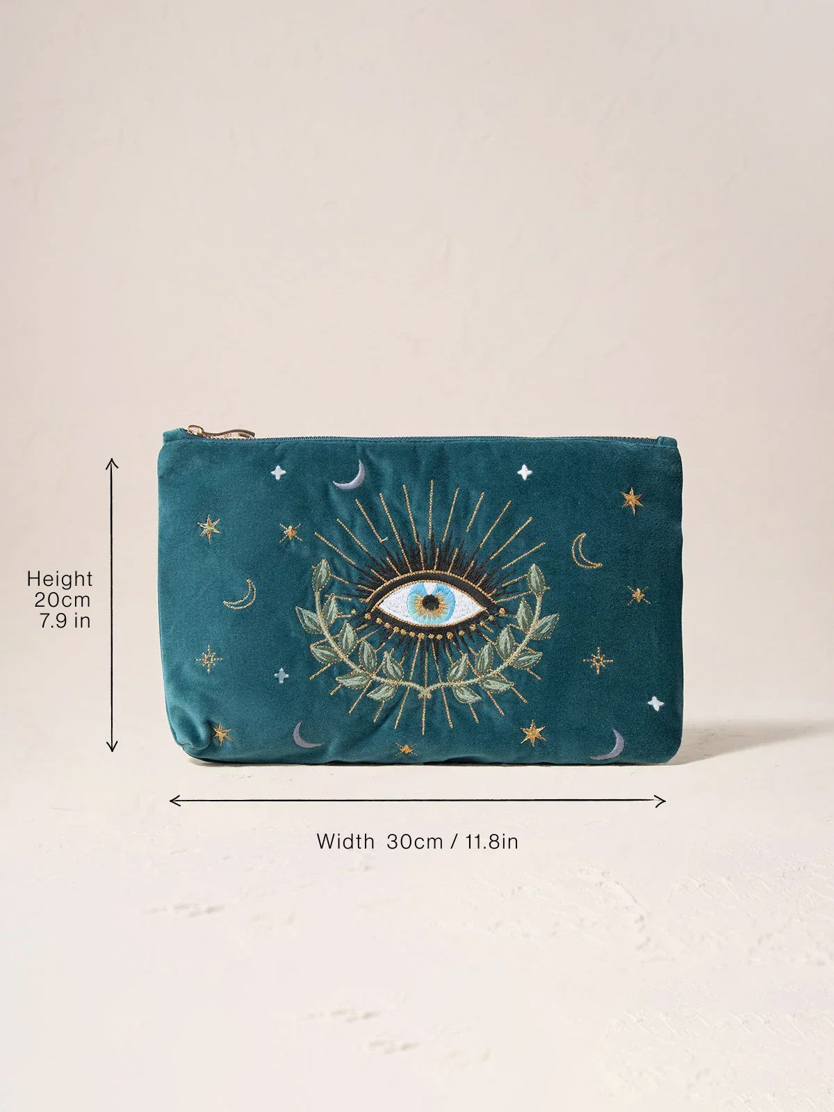 Elizabeth Scarlett Velvet Everyday Pouch - Rich Blue Celestial Eye