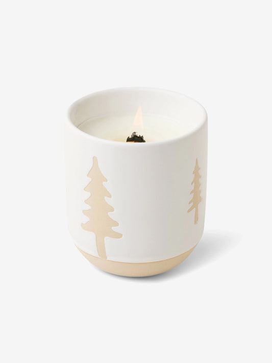 Paddywax Cypress & Fir Wood Wick Ceramic Tree Candle - White
