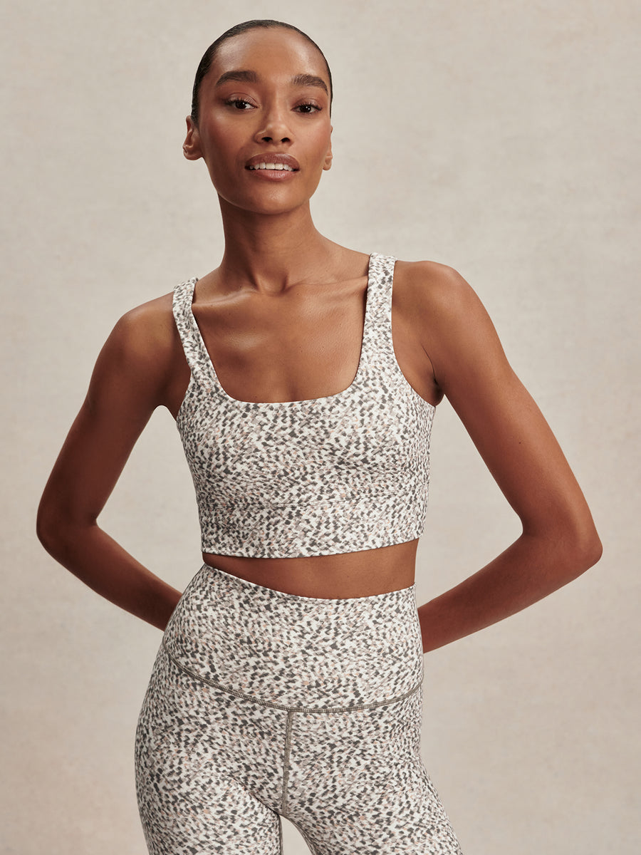 Varley Freesoft Cori Bra - Ivory Abstract Feather