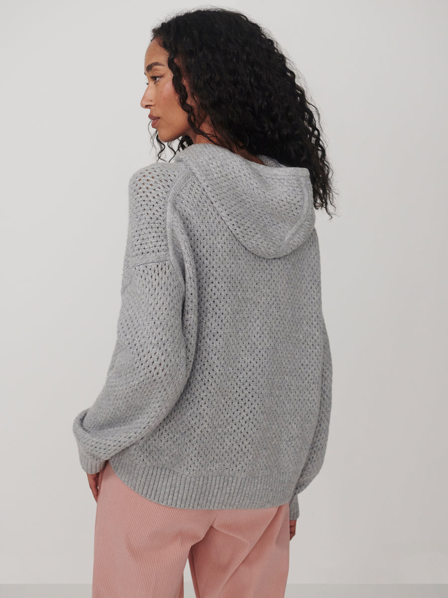 Varley Melchie Relaxed Knit Hoodie - Grey Marl