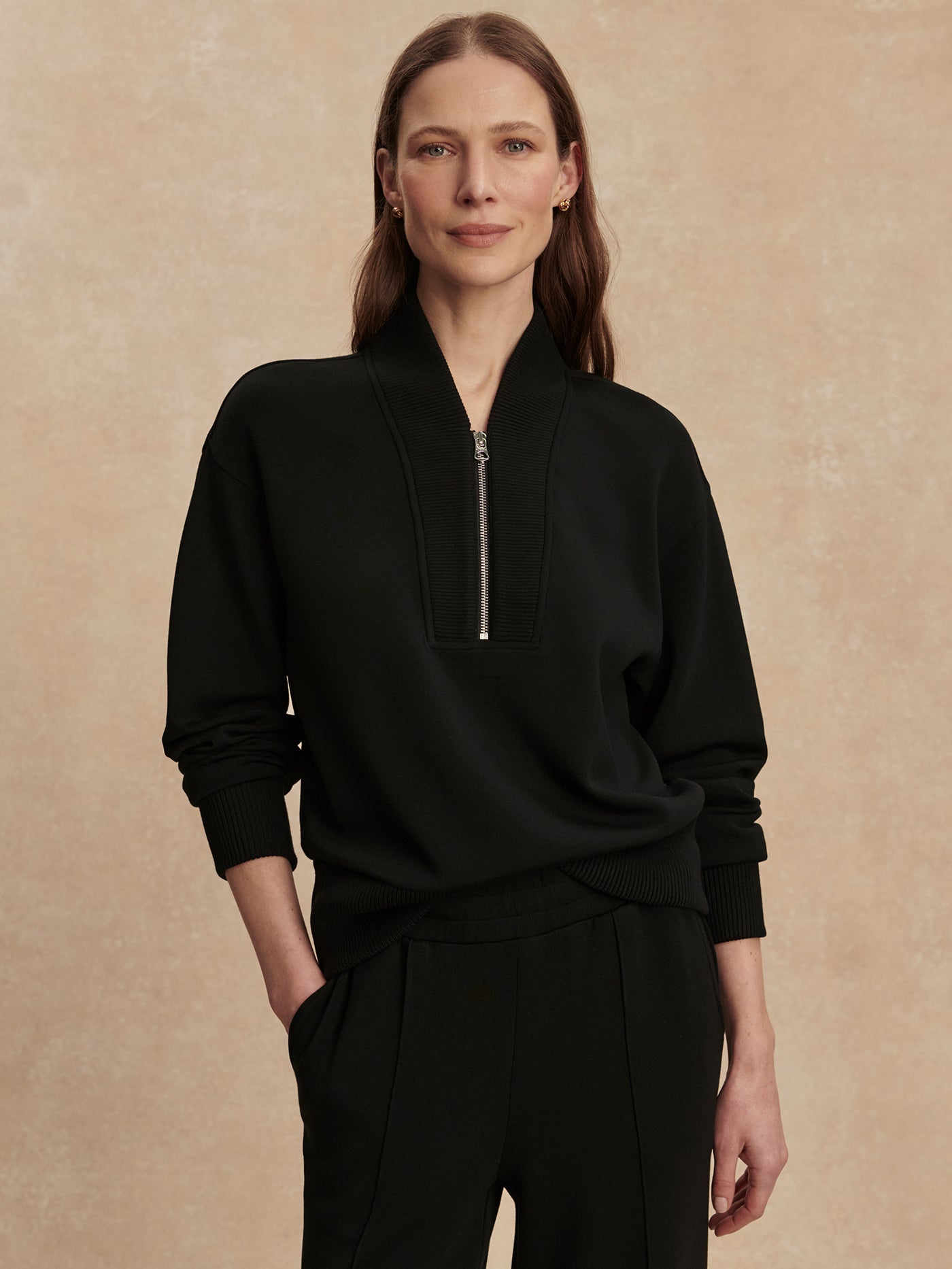 Varley Sally Half Zip Sweat - Black